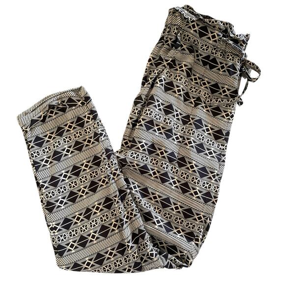 KAVU Tiba Black Beige Geo-Print Pants size Medium - Picture 2 of 10